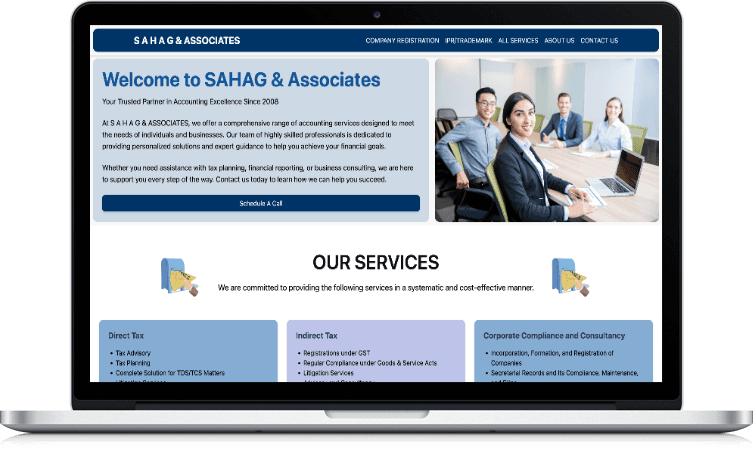 SAHAG & Associates website on a laptop