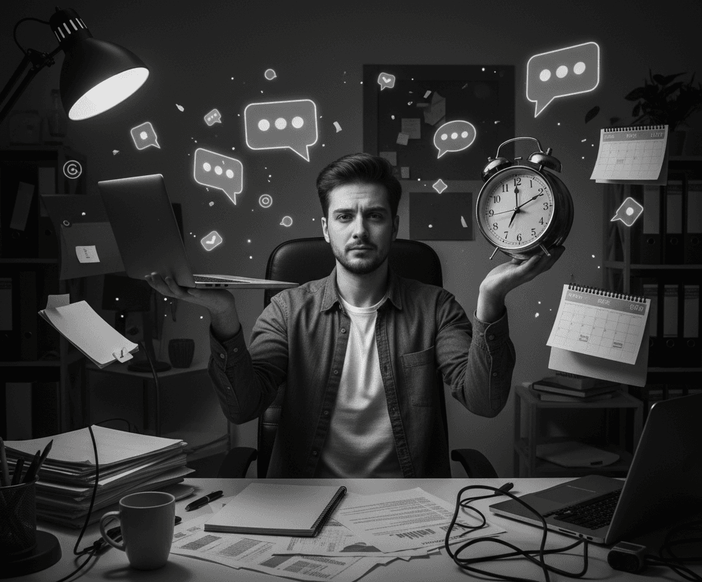 Freelancer juggling tasks