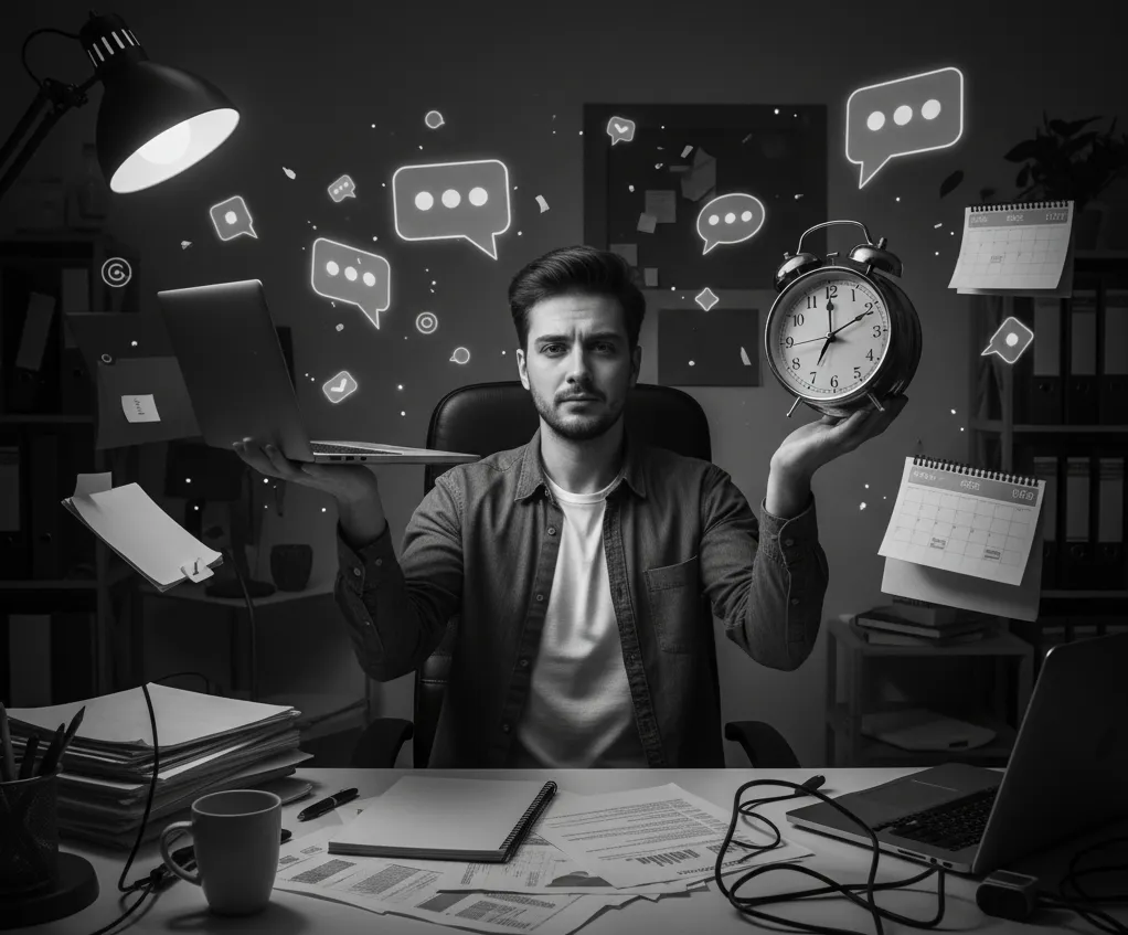 Freelancer juggling tasks
