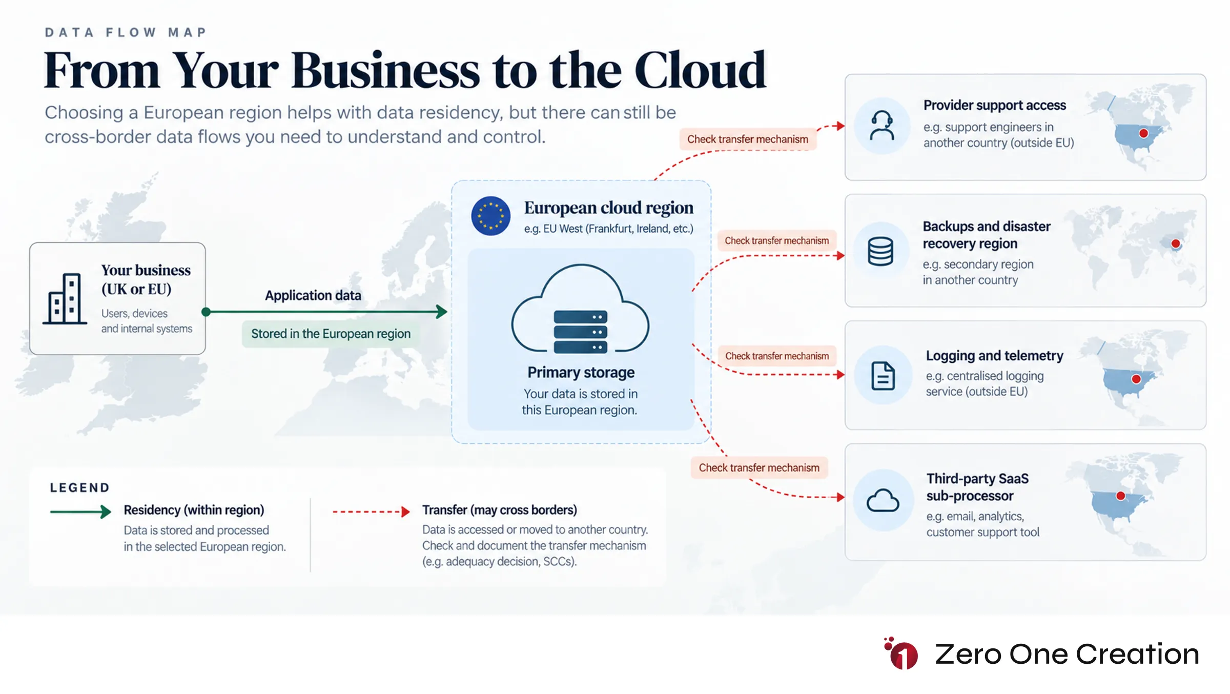 Cloud data residency and international transfers map